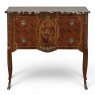 Antique French Louis XVI Style Marquetry Marble Top Commode