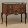 Antique French Louis XVI Style Marquetry Marble Top Commode