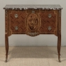 Antique French Louis XVI Style Marquetry Marble Top Commode
