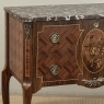 Antique French Louis XVI Style Marquetry Marble Top Commode
