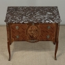 Antique French Louis XVI Style Marquetry Marble Top Commode