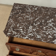 Antique French Louis XVI Style Marquetry Marble Top Commode