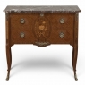 Antique French Louis XVI Style Marquetry Marble Top Commode