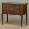 Antique French Louis XVI Style Marquetry Marble Top Commode