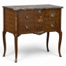 Antique French Louis XVI Style Marquetry Marble Top Commode