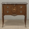 Antique French Louis XVI Style Marquetry Marble Top Commode