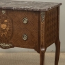 Antique French Louis XVI Style Marquetry Marble Top Commode
