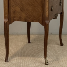 Antique French Louis XVI Style Marquetry Marble Top Commode