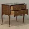 Antique French Louis XVI Style Marquetry Marble Top Commode