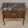 Antique French Louis XVI Style Marquetry Marble Top Commode