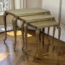 Set of Three Mid-Century French Louis XV Style Brass and Onyx Nesting Tables