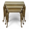 Set of Three Mid-Century French Louis XV Style Brass and Onyx Nesting Tables
