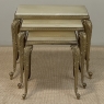 Set of Three Mid-Century French Louis XV Style Brass and Onyx Nesting Tables