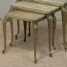 Set of Three Mid-Century French Louis XV Style Brass and Onyx Nesting Tables