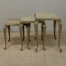 Set of Three Mid-Century French Louis XV Style Brass and Onyx Nesting Tables