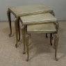 Set of Three Mid-Century French Louis XV Style Brass and Onyx Nesting Tables