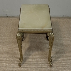 Set of Three Mid-Century French Louis XV Style Brass and Onyx Nesting Tables