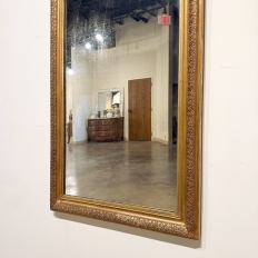 19th Century French Louis XVI Gilded Mirror with Floral Wreath Crest