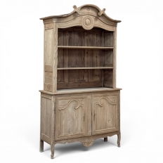 19th Century French Normandy Louis Philippe Period Stripped Pine Buffet &agrave; Deux Corps ~ Bookcase