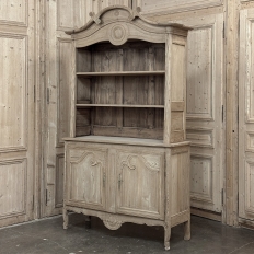 19th Century French Normandy Louis Philippe Period Stripped Pine Buffet à Deux Corps ~ Bookcase