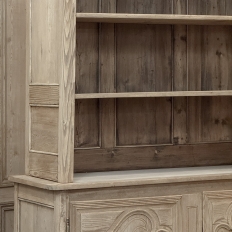 19th Century French Normandy Louis Philippe Period Stripped Pine Buffet à Deux Corps ~ Bookcase