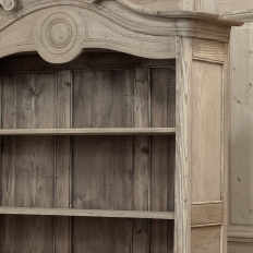 19th Century French Normandy Louis Philippe Period Stripped Pine Buffet à Deux Corps ~ Bookcase