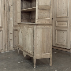 19th Century French Normandy Louis Philippe Period Stripped Pine Buffet à Deux Corps ~ Bookcase
