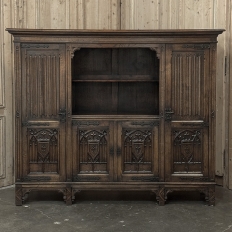 French Gothic Revival Hand-Carved Oak Cabinet Bookcase ~ Cabinet