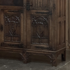 French Gothic Revival Hand-Carved Oak Cabinet Bookcase ~ Cabinet