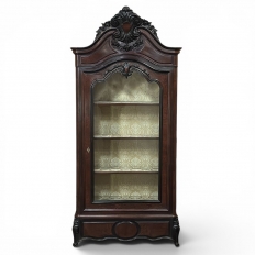 19th Century French Napoleon III Period Burled Walnut Display Armoire ~ Bookcase