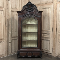19th Century French Napoleon III Period Burled Walnut Display Armoire ~ Bookcase