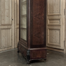 19th Century French Napoleon III Period Burled Walnut Display Armoire ~ Bookcase