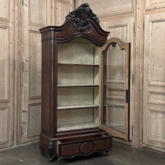 19th Century French Napoleon III Period Burled Walnut Display Armoire ~ Bookcase