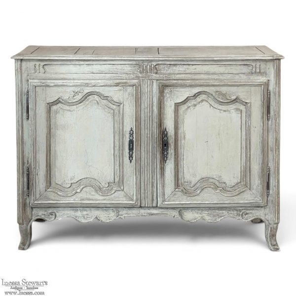 18th Century French Louis XV Painted Buffet with Serpentine Paneled Doors