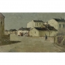 Mid Century Israeli Village Landscape Oil Painting by Ori Reisman (1924–1991)