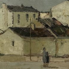 Mid Century Israeli Village Landscape Oil Painting by Ori Reisman (1924–1991)