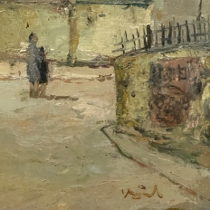 Mid Century Israeli Village Landscape Oil Painting by Ori Reisman (1924–1991)