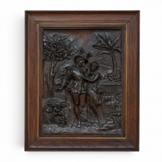 19th Century Renaissance Revival Carved Walnut Framed Panel