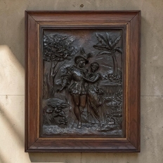 19th Century Renaissance Revival Carved Walnut Framed Panel