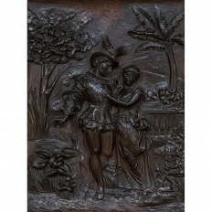 19th Century Renaissance Revival Carved Walnut Framed Panel