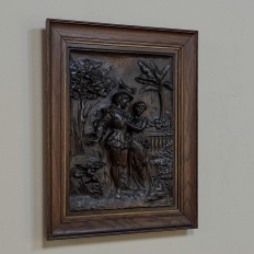 19th Century Renaissance Revival Carved Walnut Framed Panel