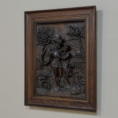 19th Century Renaissance Revival Carved Walnut Framed Panel