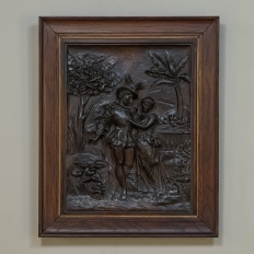 19th Century Renaissance Revival Carved Walnut Framed Panel