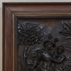 19th Century Renaissance Revival Carved Walnut Framed Panel