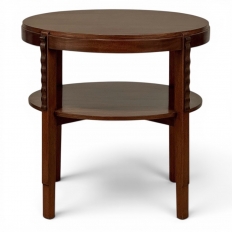 French Mid Century Mahogany Round End Table