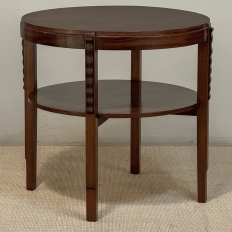 French Mid Century Mahogany Round End Table