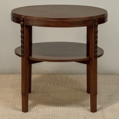 French Mid Century Mahogany Round End Table