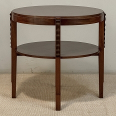 French Mid Century Mahogany Round End Table