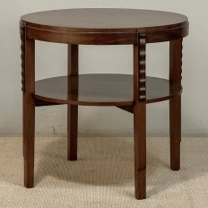 French Mid Century Mahogany Round End Table