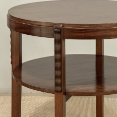 French Mid Century Mahogany Round End Table